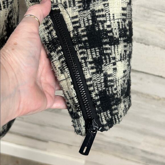 Kenneth Cole Moto Style Plaid Wool Blend Full Zip Knee Length Coat Women’s Small - Picture 6 of 11